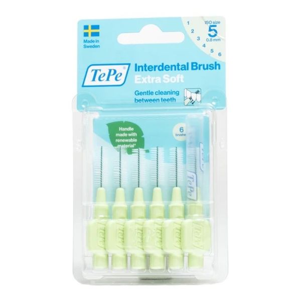 Brossettes interdentaires extra souples - Vert 0,8 mm - 6 brossettes