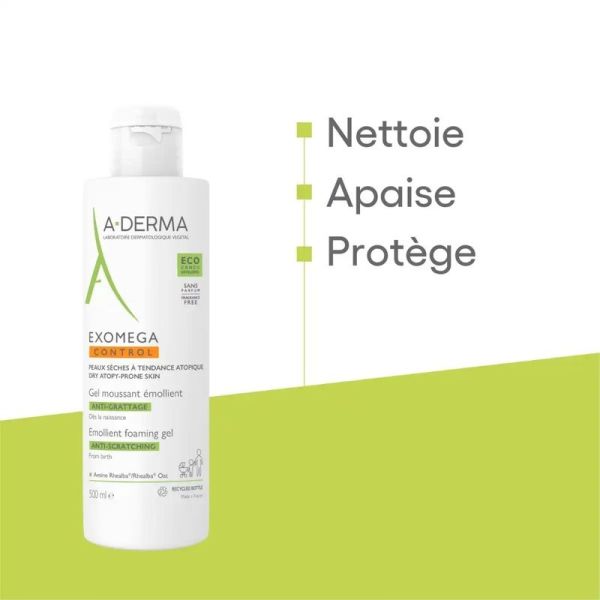 Gel Moussant Émollient Anti-grattage Exomega Control - 2 x 500 ml