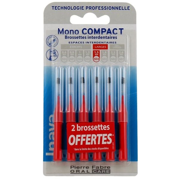 Brossettes Interdentaires Mono Compact Rouge 1,5 mm - 6 brossettes