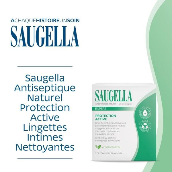 Lingettes Nettoyantes Intimes Antiseptique Naturel - 10 sachets de lingettes individuelles