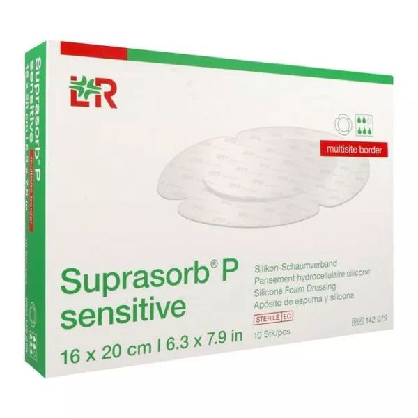 Suprasorb P Sensitive Multisite Border - 16 cm x 20 cm, 10 pansements