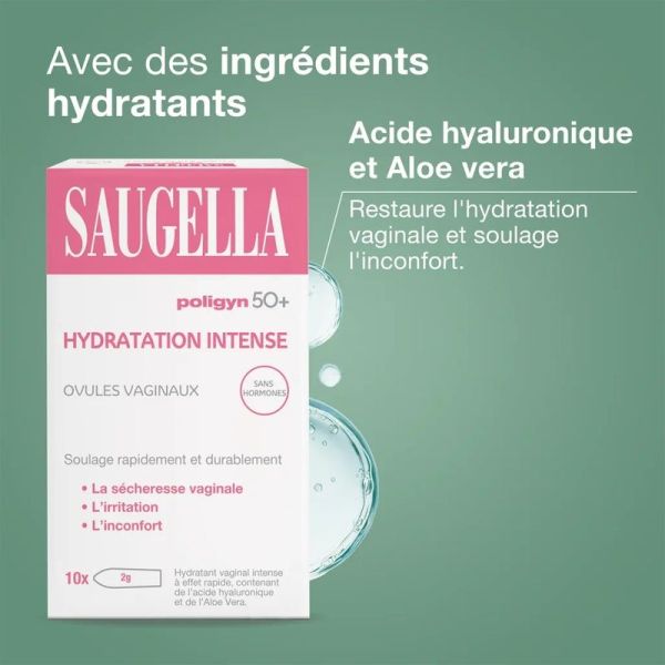 Poligyn 50+ Ovules vaginaux hydratation intense - 10 ovules de 2 g