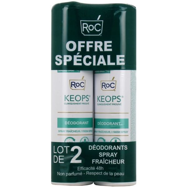 Déodorant Spray Fraîcheur Sans Parfum 48h Keops - 2 x 100 ml