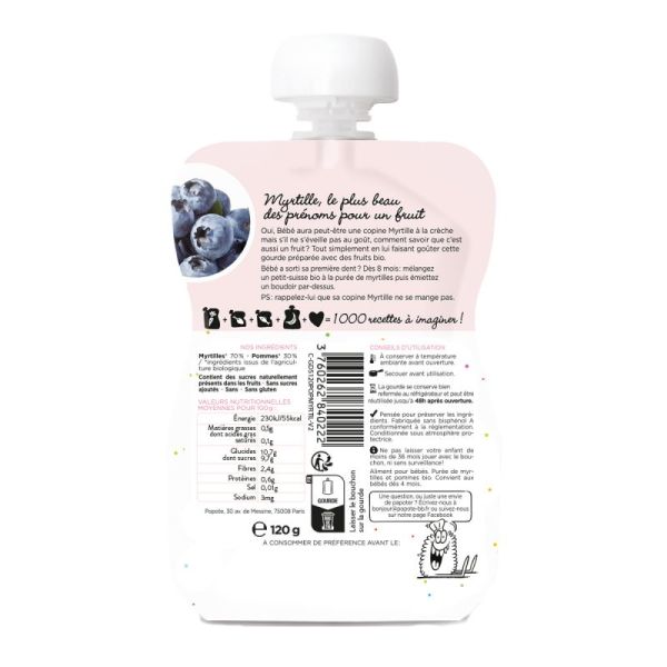 Gourde Myrtille BIO - POPOTE - 120g*