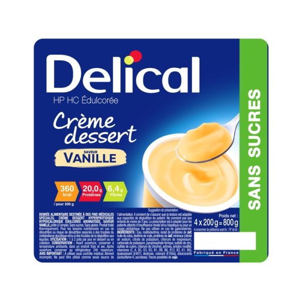 Crème dessert sans sucre vanille - 4 x 200 g