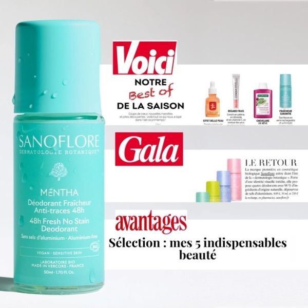 Lot de 2 Déodorants Mentha Roll-On 48h - 2 x 50 ml