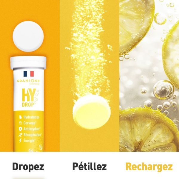 HYDROP - Hydratation Électrolytes Citron - 20 comprimés effervescents