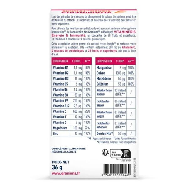 Vitamineris Energie & Immunité - 30 comprimés