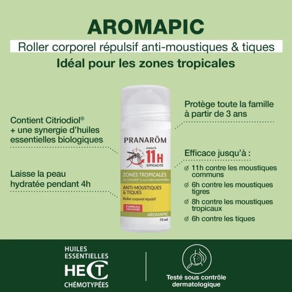 Roller corporel répulsif anti-moustiques & tiques - 75 ml
