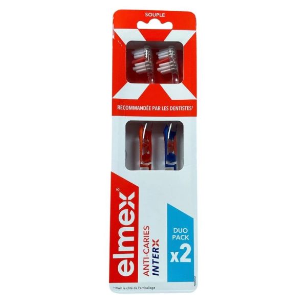 ANTI-CARIES INTERX - Brosse à Dents Standard Souple - 2 unités